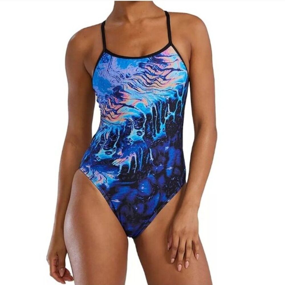 TYR Women's Durafast Elite Crypta Violet Trinityfit Rainbow Sz 28 New